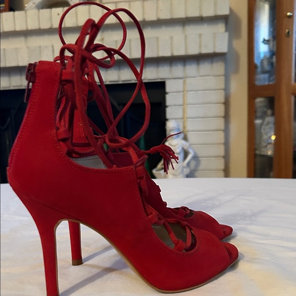 Vince Camuto Red Lace-Up Heels - Picture 6 of 9